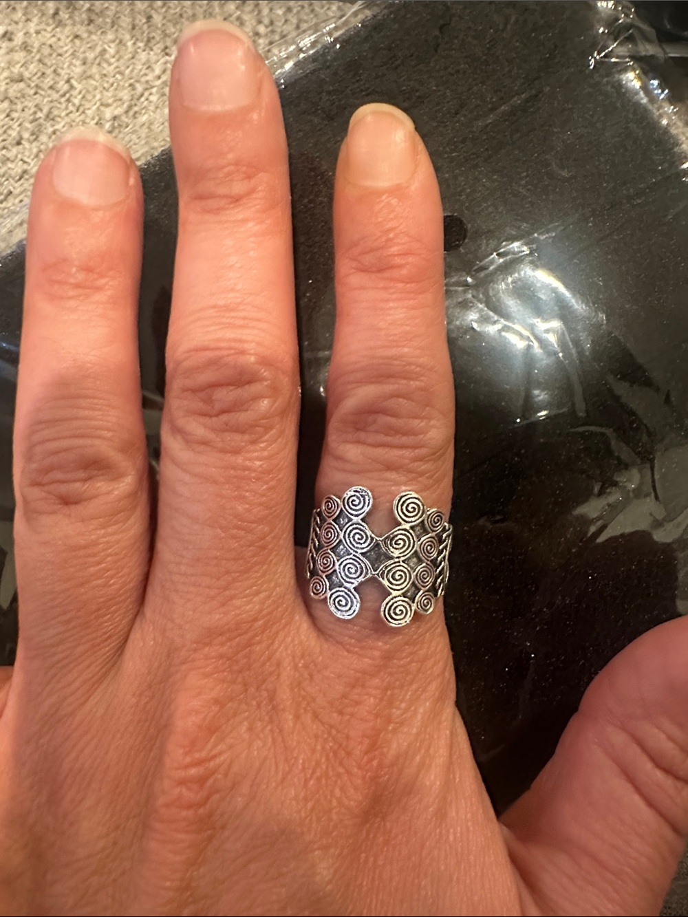 Swirl Open Band Ring in Silver